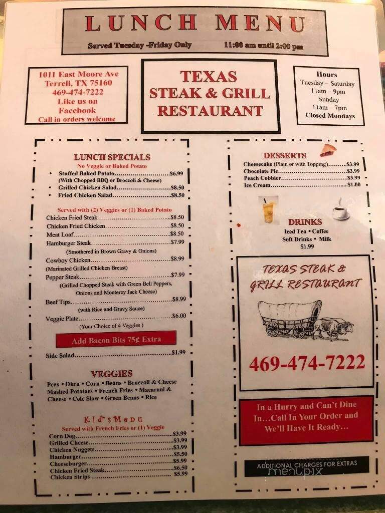Texas Steak & Grill - Terrell, TX menu_pic