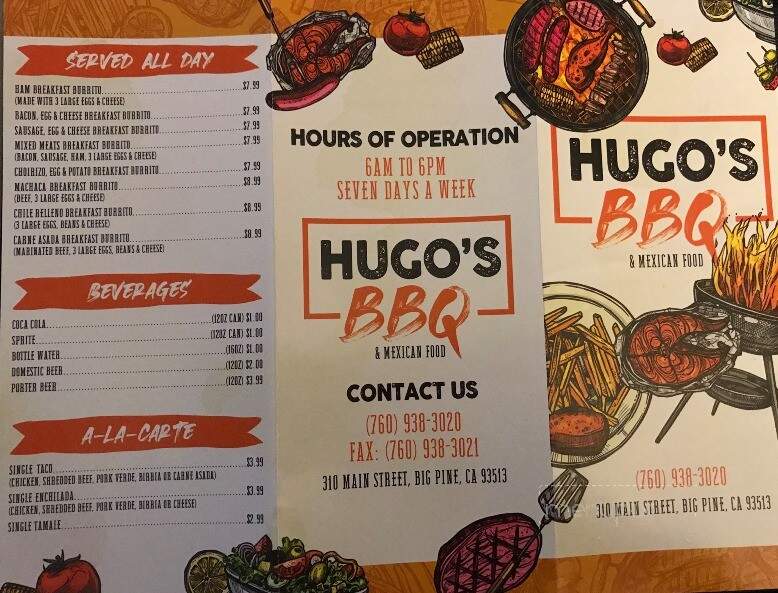 Hugo's BBQ & Mexican - Big Pine, CA menu_pic