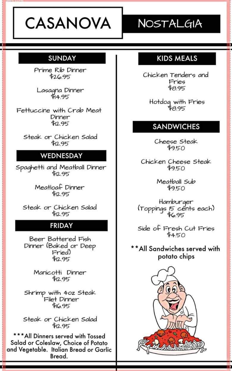 Casanova Nostalgia - Munson, PA menu_pic