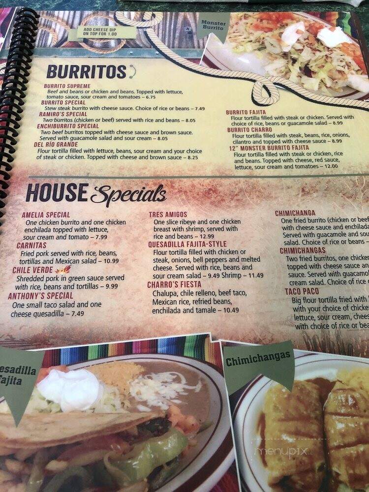 Los Dos Charros Mexican Restaurant - Dale, IN menu_pic