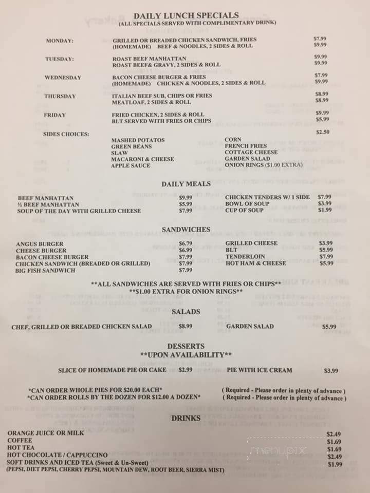 Grandma Vera's Cafe & Bakery - West Terre Haute, IN menu_pic