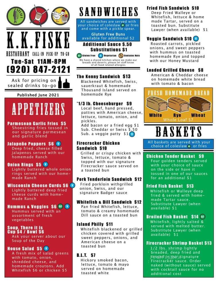 K K Fiske - Washington Island, WI menu_pic