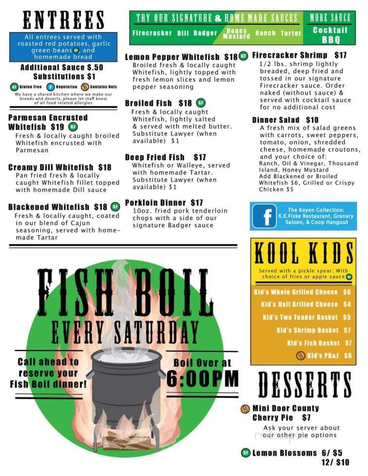 K K Fiske - Washington Island, WI menu_pic
