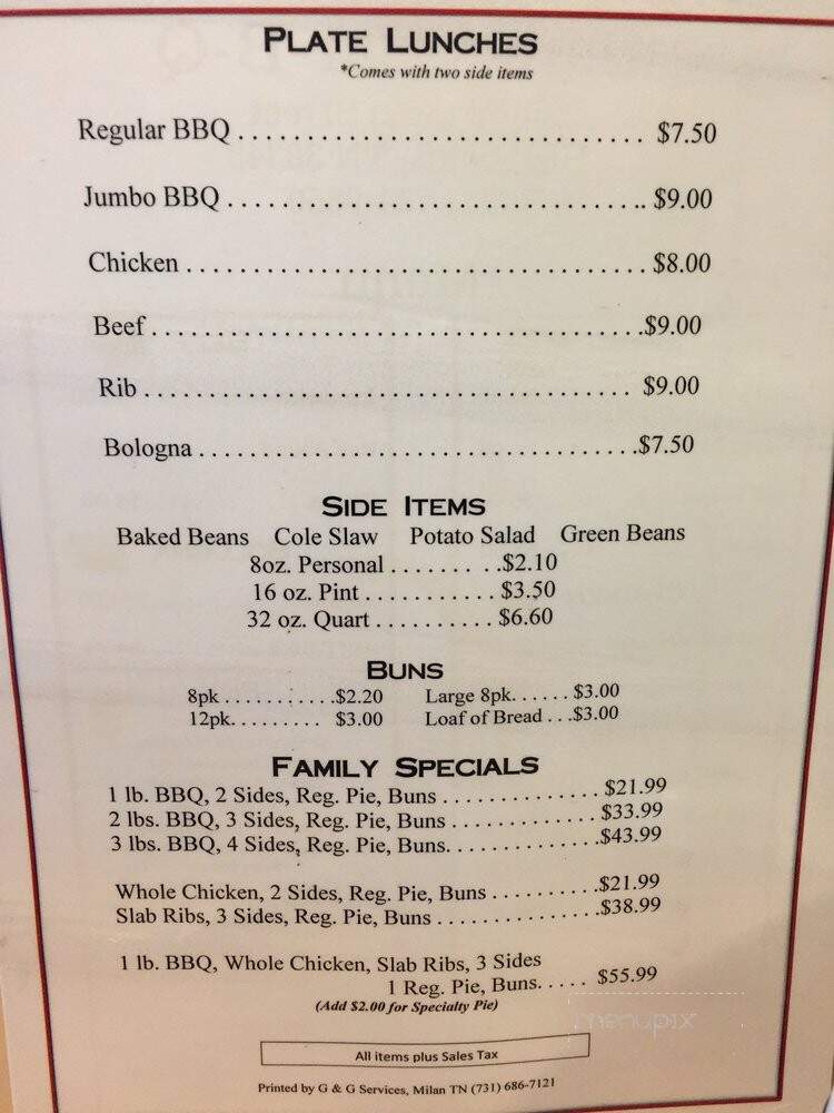 Sam's Bar-B-Q - Humboldt, TN menu_pic