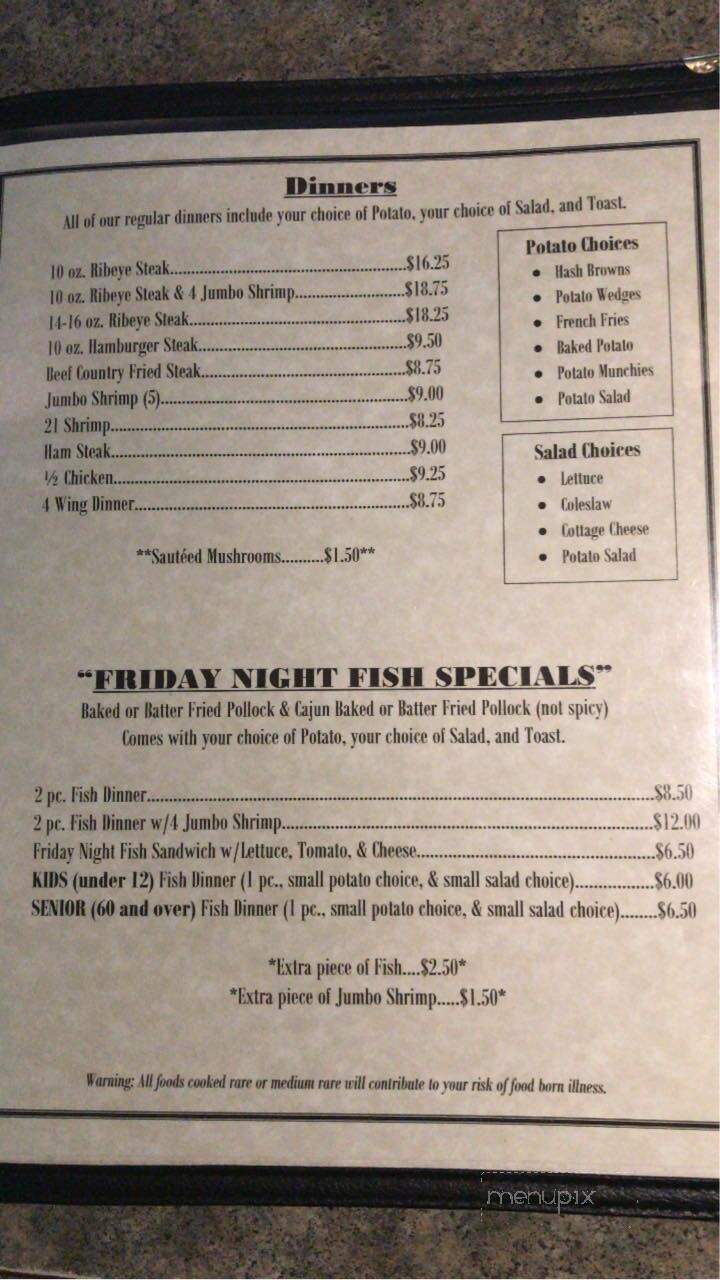 Blooms Country Inn - Fairchild, WI menu_pic