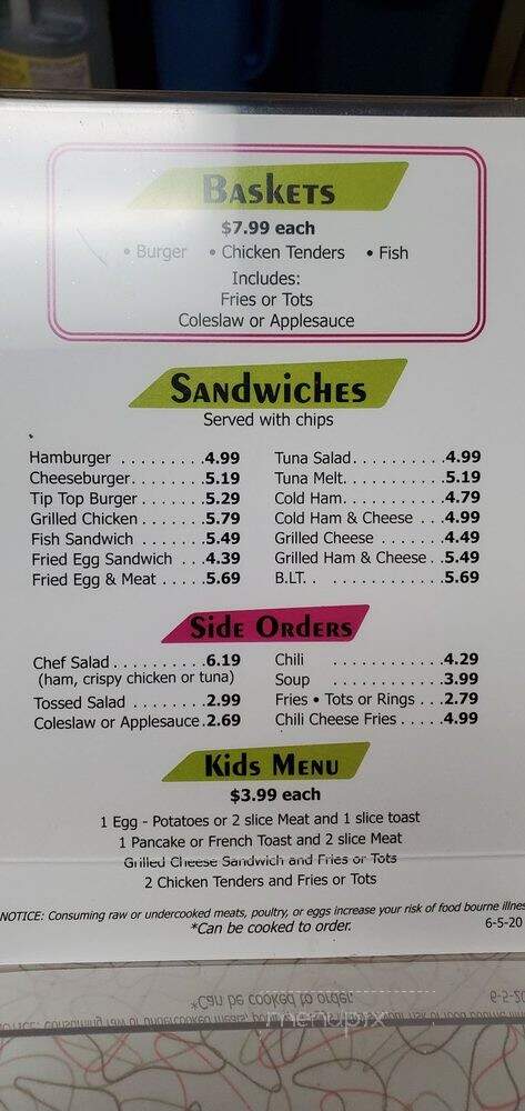 Tip Top Restaurant - Adrian, MI menu_pic