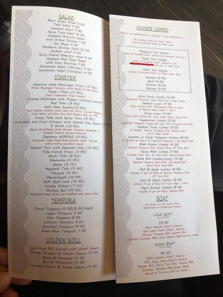 Dono Sushi - Lethbridge, AB menu_pic