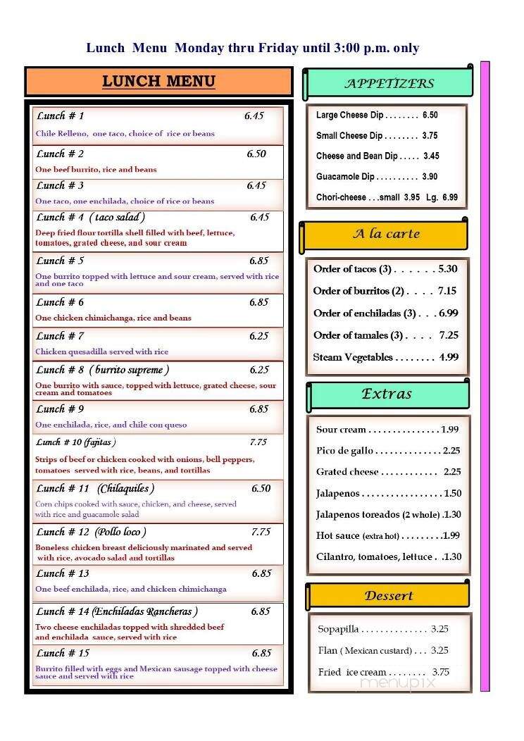 El Pueblito Mexican Restaurant - Coffeyville, KS menu_pic