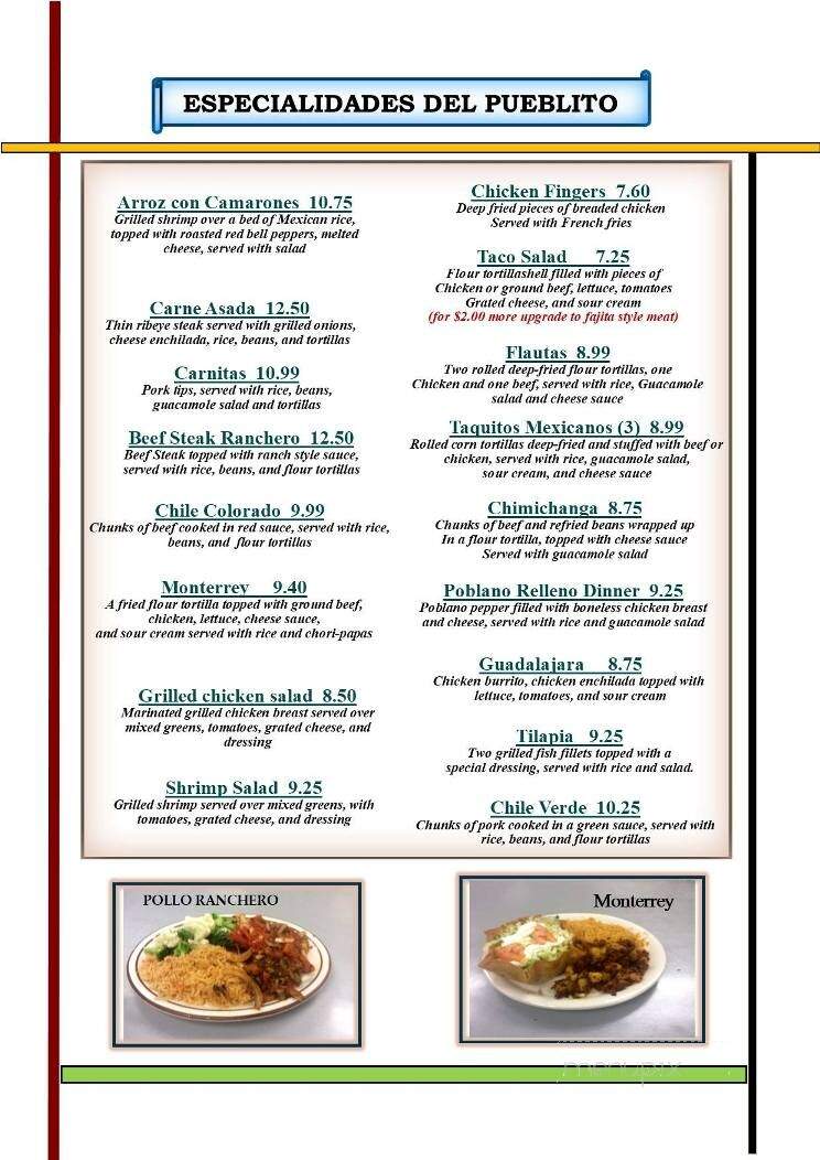 El Pueblito Mexican Restaurant - Coffeyville, KS menu_pic