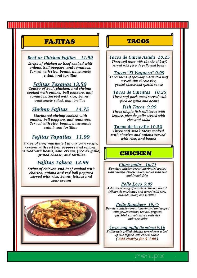 El Pueblito Mexican Restaurant - Coffeyville, KS menu_pic