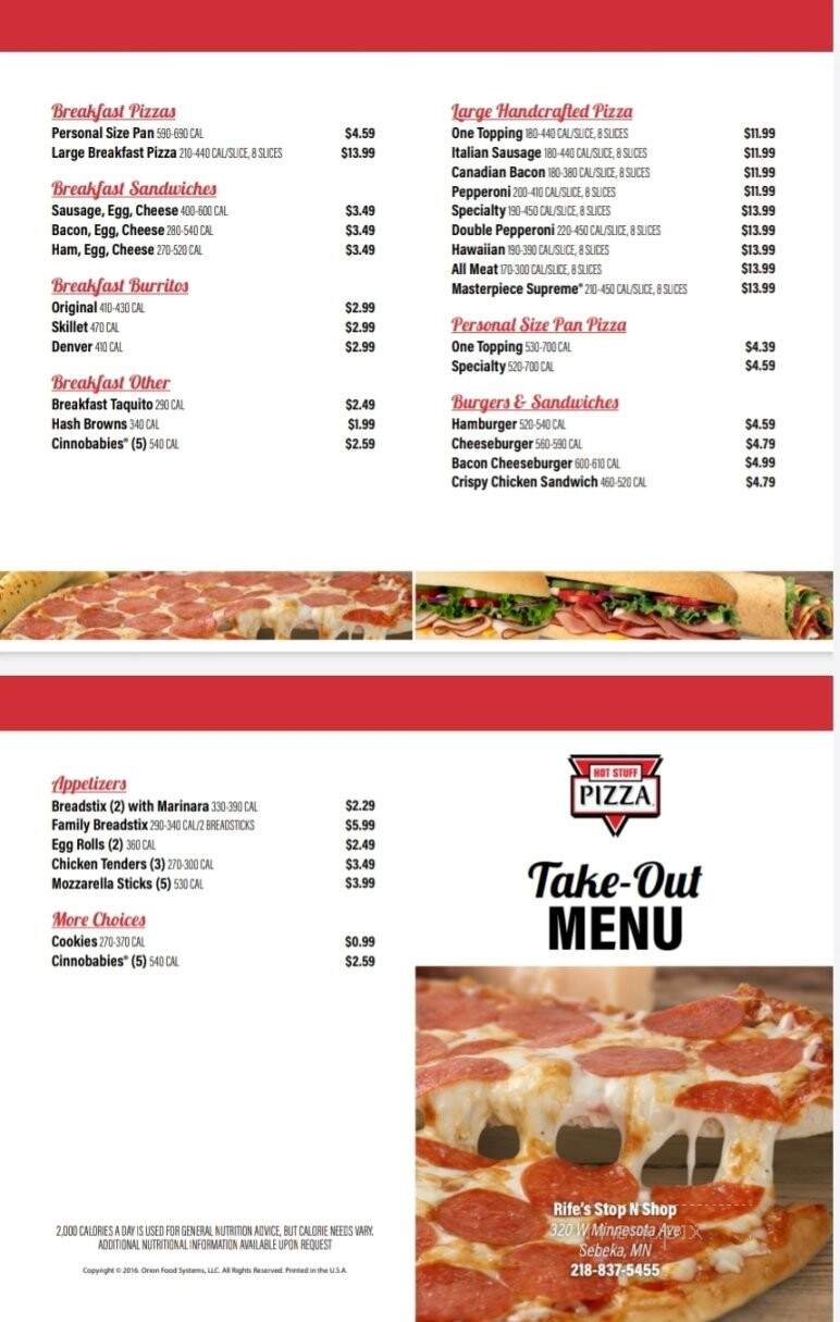 Rife's Stop 'n Shop - Sebeka, MN menu_pic