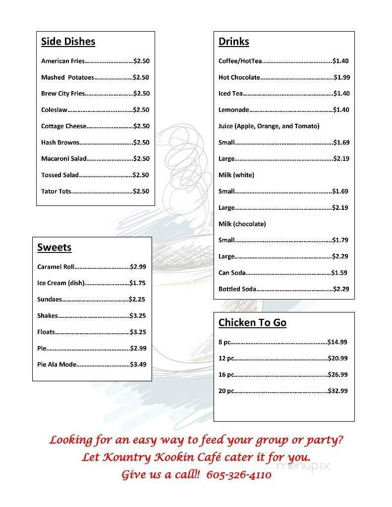 Kountry Kookin' Cafe - Viborg, SD menu_pic