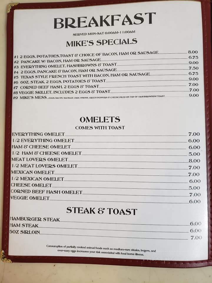 Mike's Bar and Grill - Galesville, WI menu_pic
