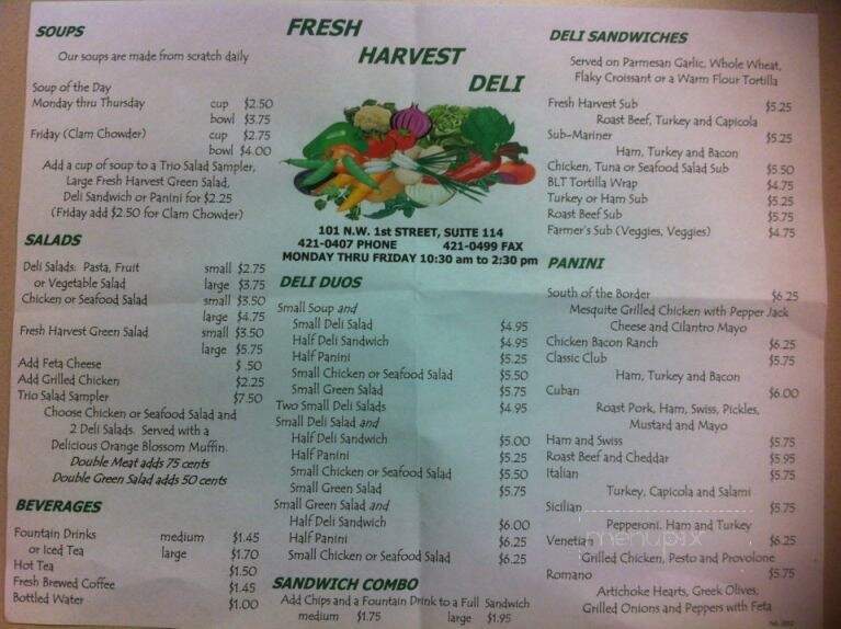 Fresh Harvest Deli - Evansville, IN menu_pic