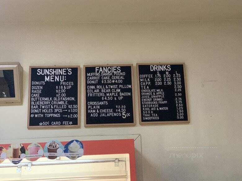 Sunshine Donuts - San Luis Obispo, CA menu_pic