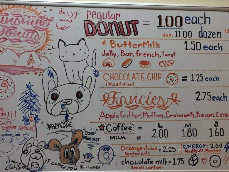 Sunshine Donuts - San Luis Obispo, CA menu_pic