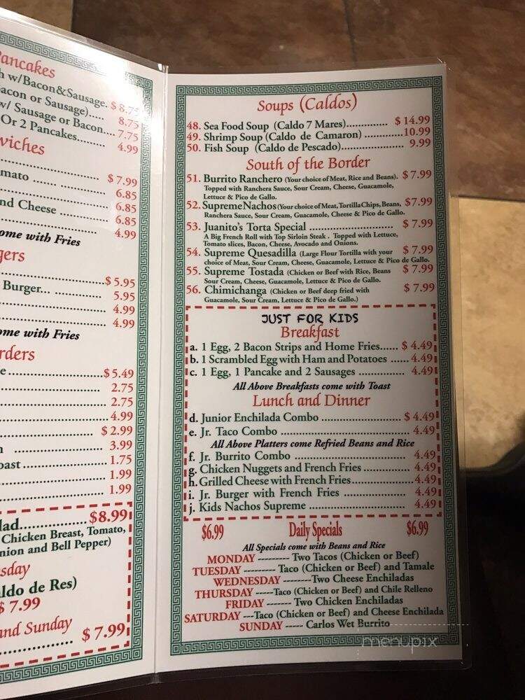 Juanito's Place - Lancaster, CA menu_pic
