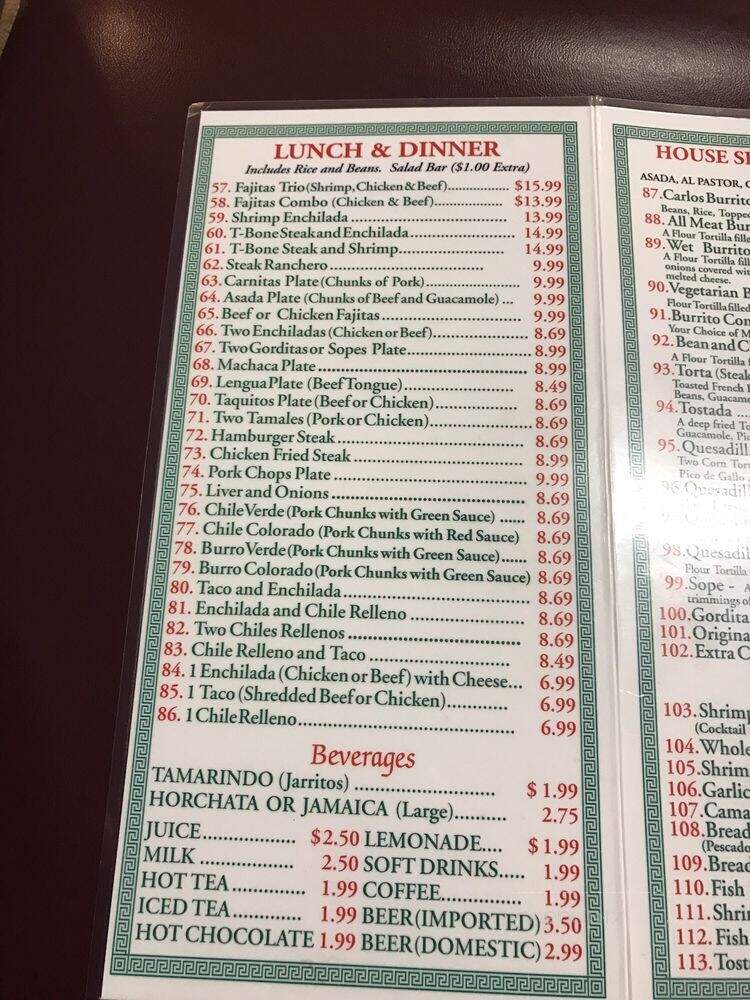 Juanito's Place - Lancaster, CA menu_pic
