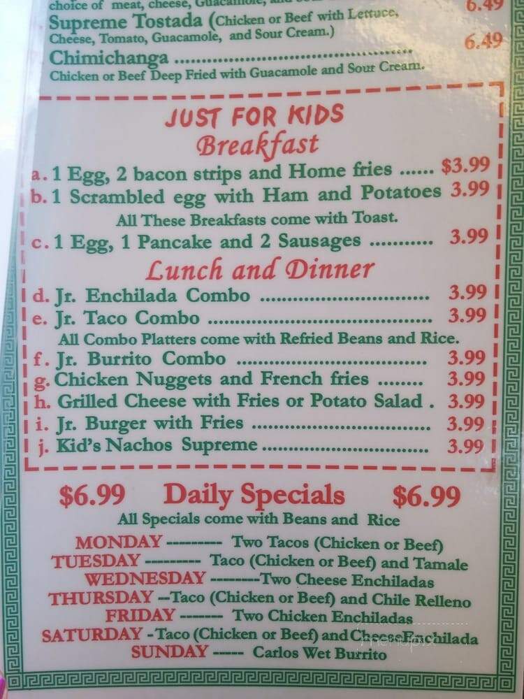 Juanito's Place - Lancaster, CA menu_pic