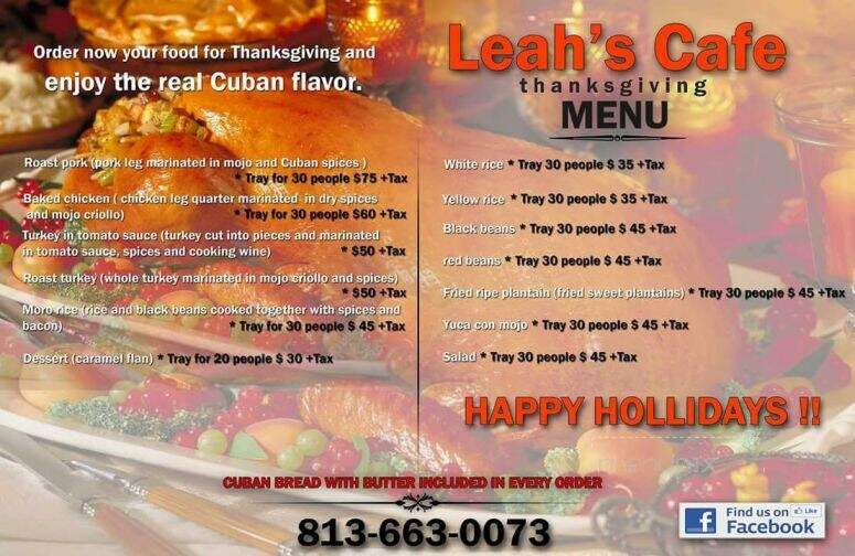 Leah's Cafe - Tampa, FL menu_pic