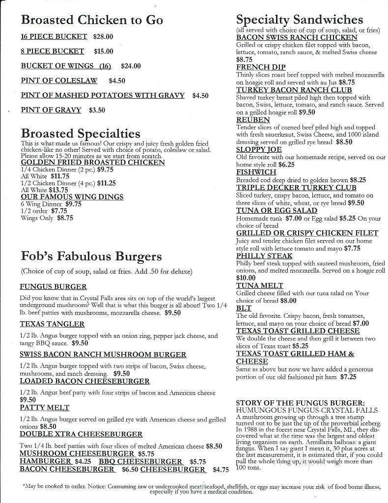 Fob's Restaurant - Crystal Falls, MI