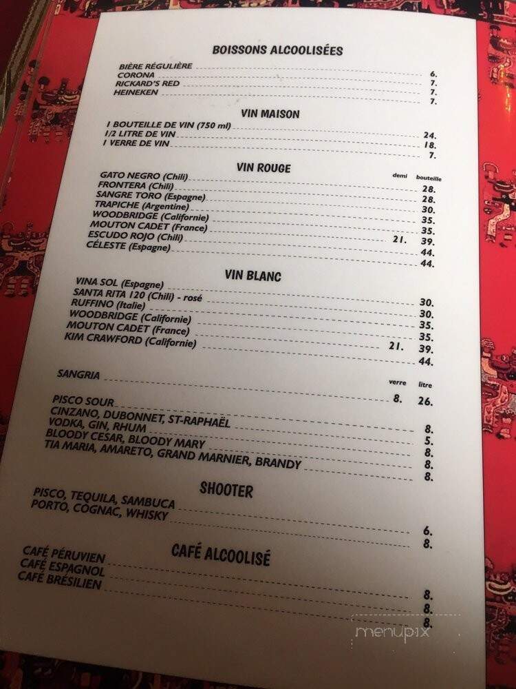 Villa Wellington - Montreal, QC menu_pic