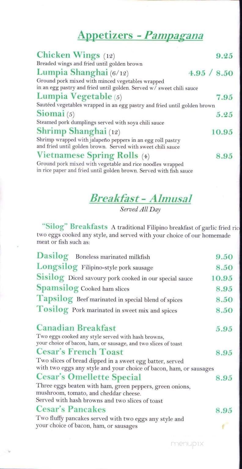 Cesar's Cakes & Cafe - Saskatoon, SK menu_pic