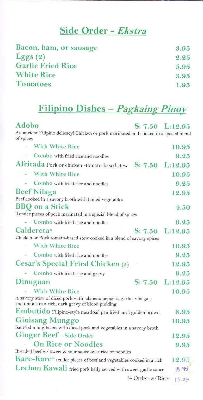 Cesar's Cakes & Cafe - Saskatoon, SK menu_pic