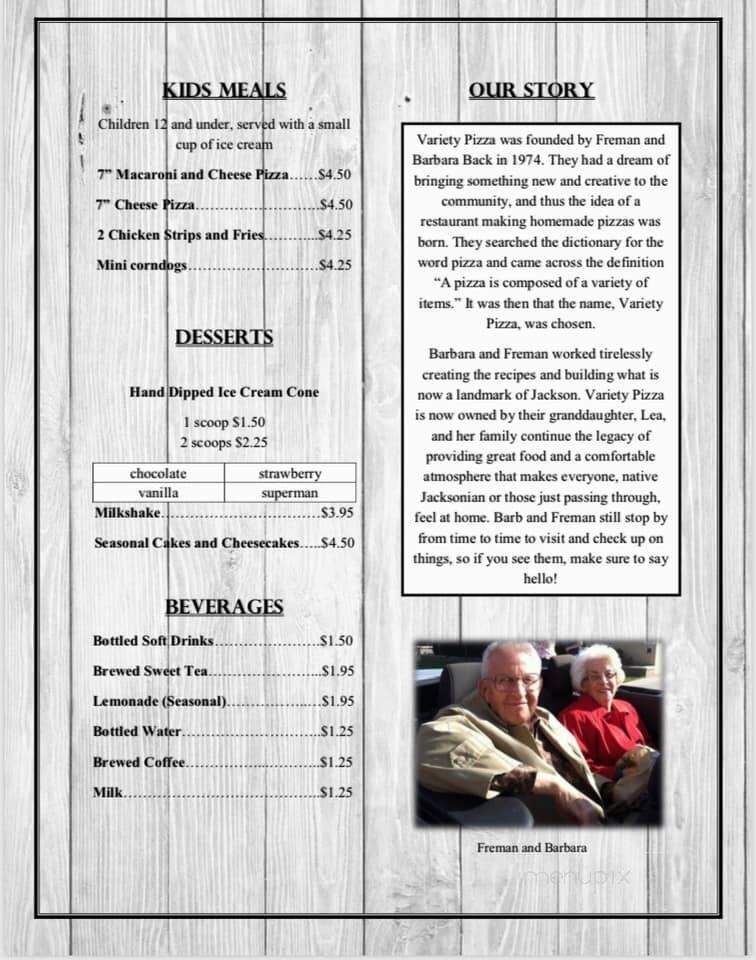 Variety Pizza House - Jackson, KY menu_pic
