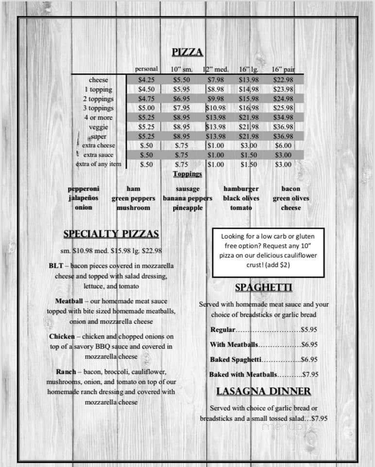 Variety Pizza House - Jackson, KY menu_pic