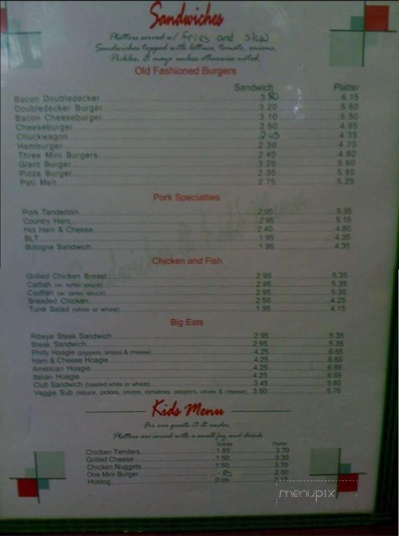 Opal's Restaurant - McKee, KY menu_pic