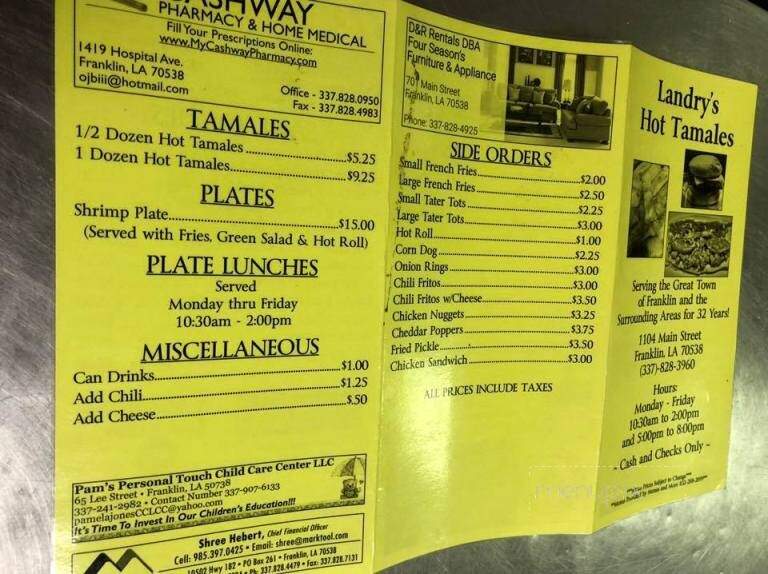 Landry's Hot Tamales - Franklin, LA menu_pic