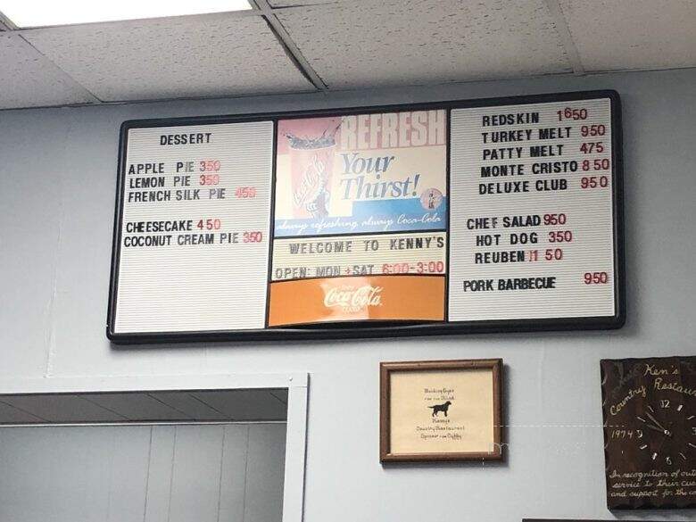 Kenny's Country Restaurant - Pinebluff, NC menu_pic