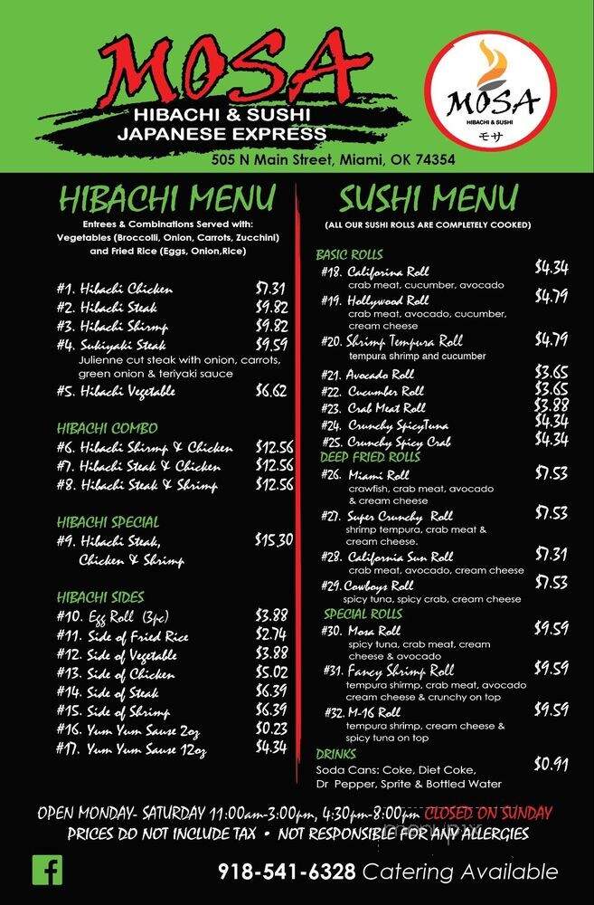 Mosa Hibachi & Sushi Japanese Express - Miami, OK