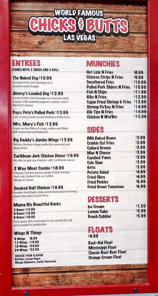 Chicks & Butts - Las Vegas, NV menu_pic