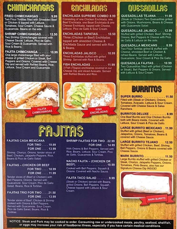 Casa Mexicana - Southern Pines, NC menu_pic