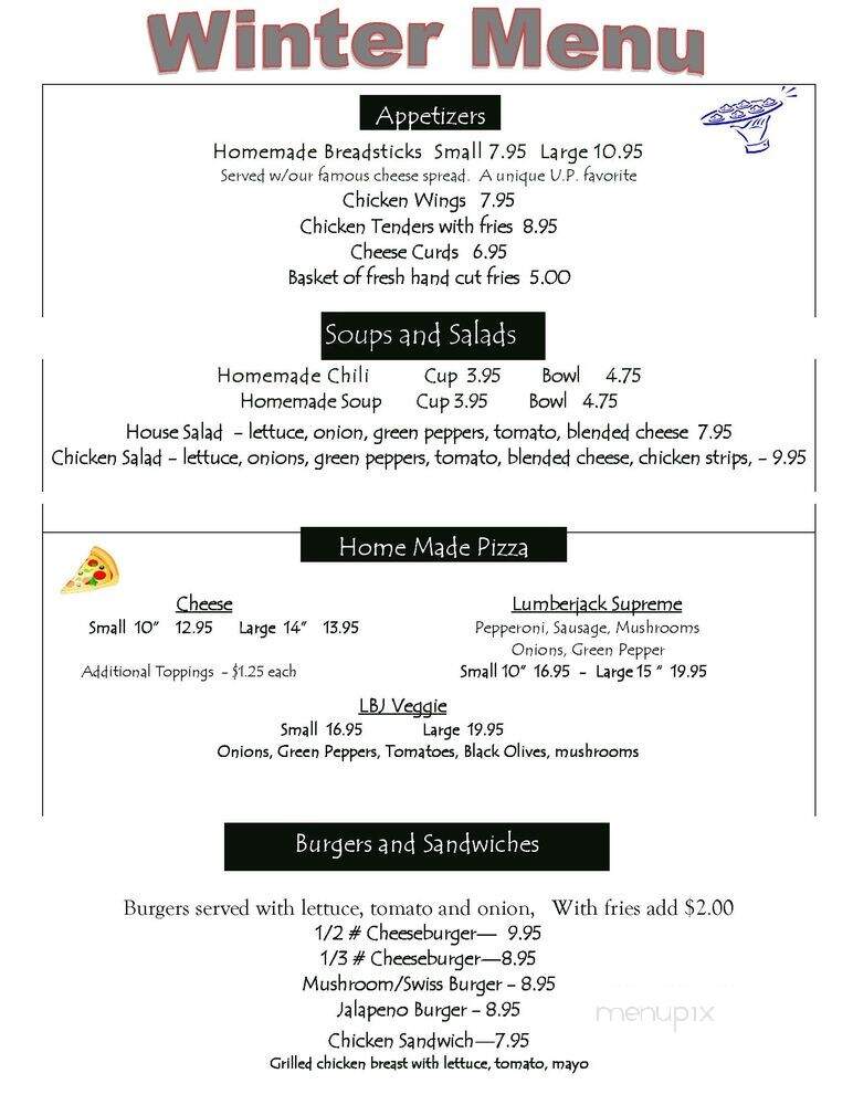LumberJack Tavern - Marquette, MI menu_pic