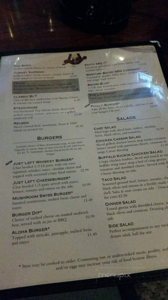 Just Left Pub & Grill - Lynnwood, WA menu_pic