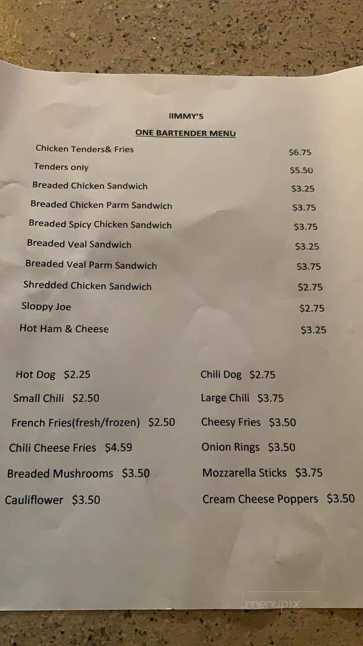 Jimmy's Bar - Sandusky, OH menu_pic