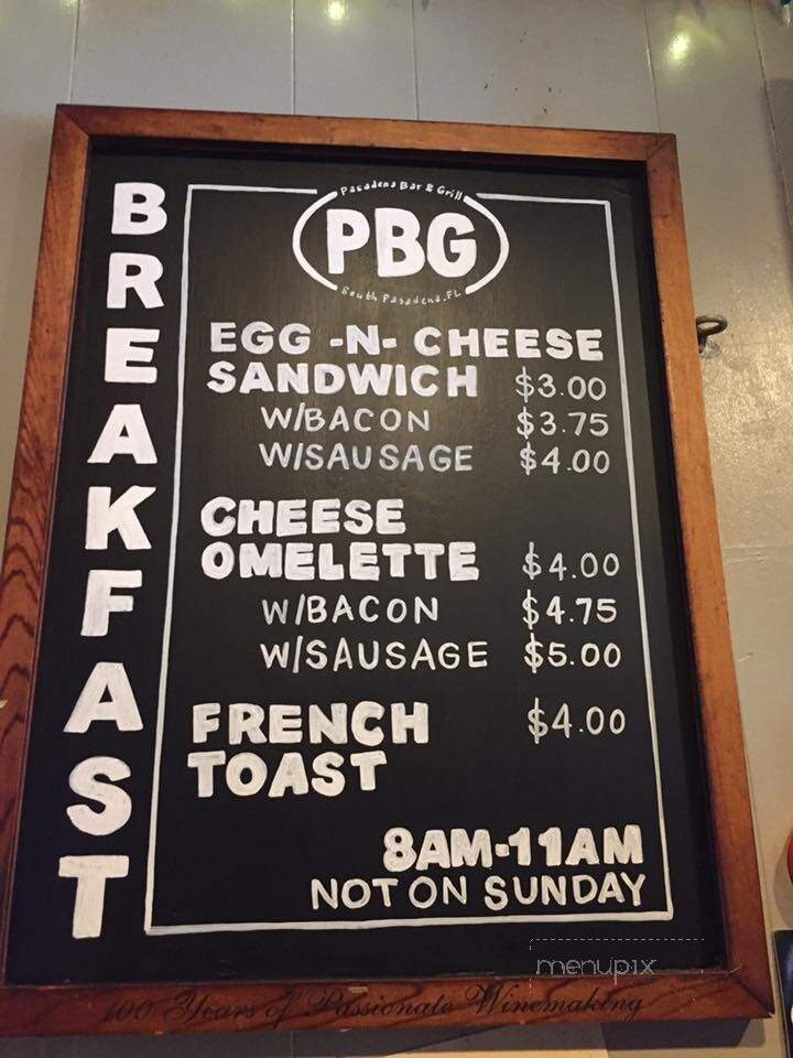 Pasadena Bar & Grill - St Petersburg, FL menu_pic