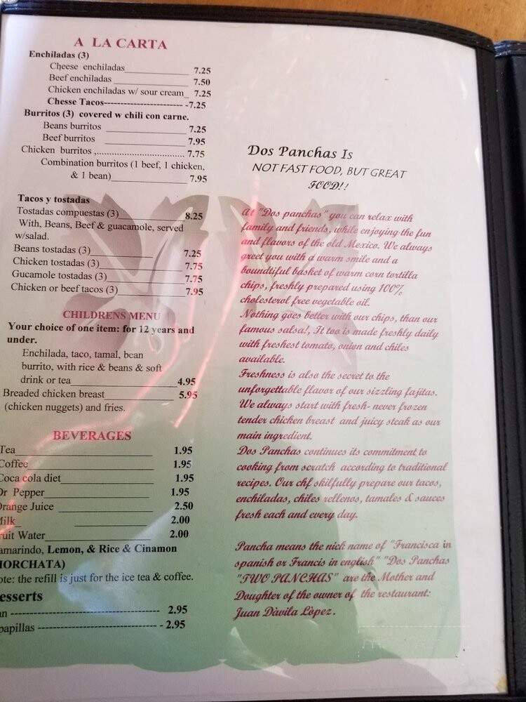 Dos Panchas Mexican Restaurant - Mesquite, TX menu_pic