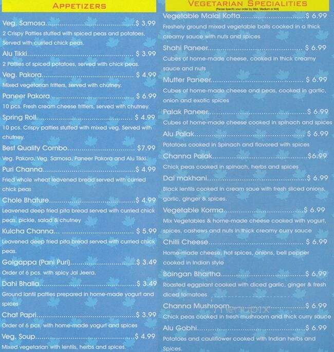 Best Quality Sweets & Restaurant - Vancouver, BC menu_pic