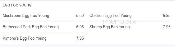 Kimono's - Welland, ON menu_pic