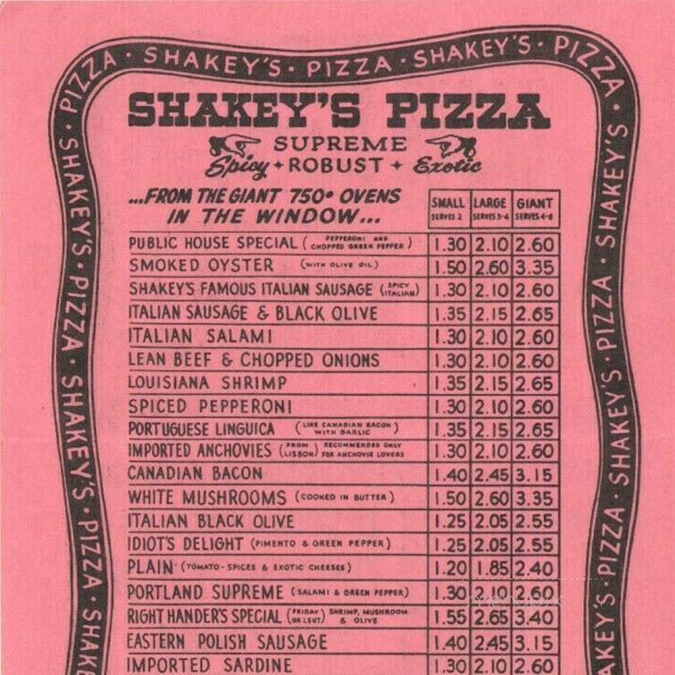 Shakey's Pizza - Boise, ID menu_pic