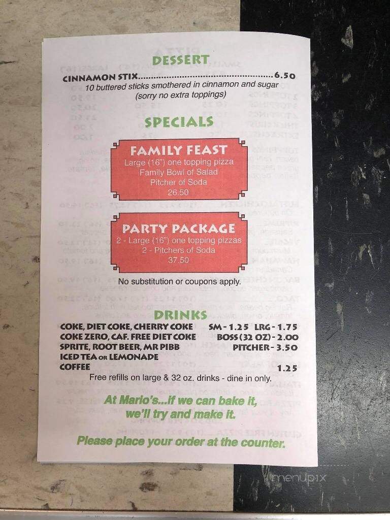 Mario's Pizza - Pontiac, IL menu_pic
