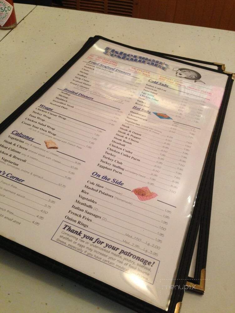 Fisherman's Restaurant - Dedham, MA menu_pic