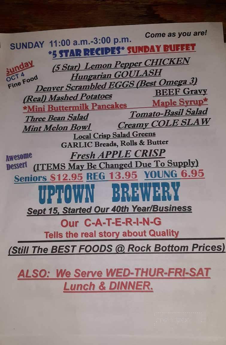 Uptown Brewery - Stanton, NE menu_pic