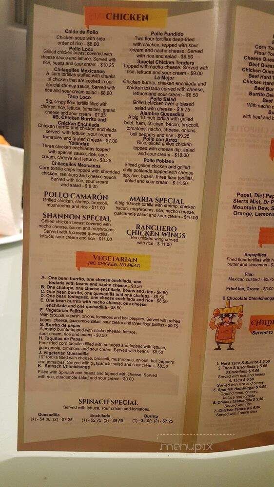El Ranchero - Brevard, NC menu_pic
