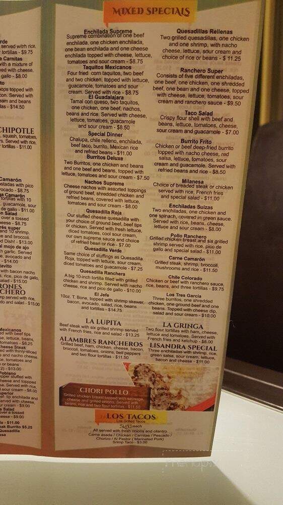 El Ranchero - Brevard, NC menu_pic