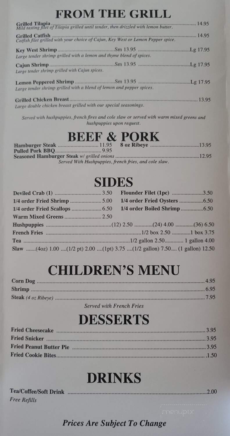 Shiloh Fish House - Chesterfield, SC menu_pic